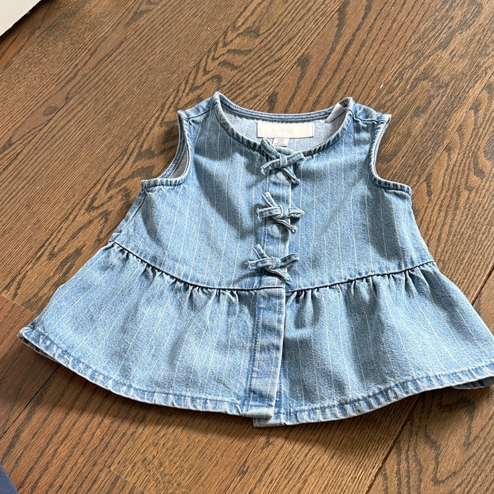 Zara Denim girls  Peplum Top with Front Bows